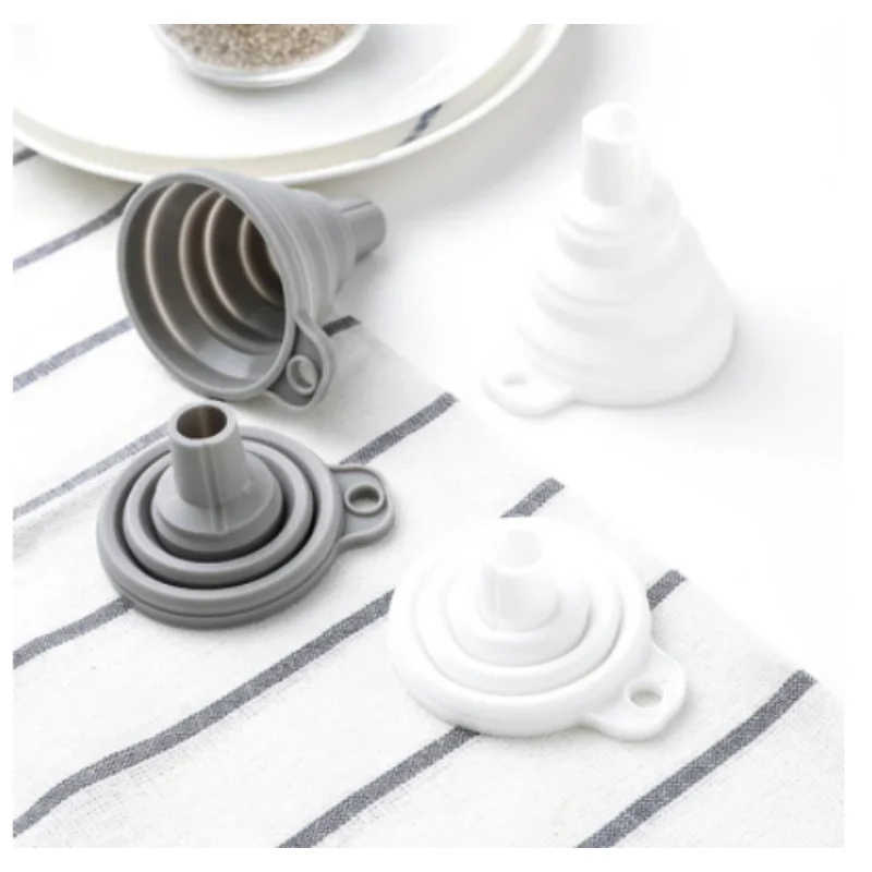 

1pcs/2pcs Foldable Funnel Kitchen Mini Silicone Portable Funnels Be Hung Household Liquid Dispensing Telescopic Kitchen Tools