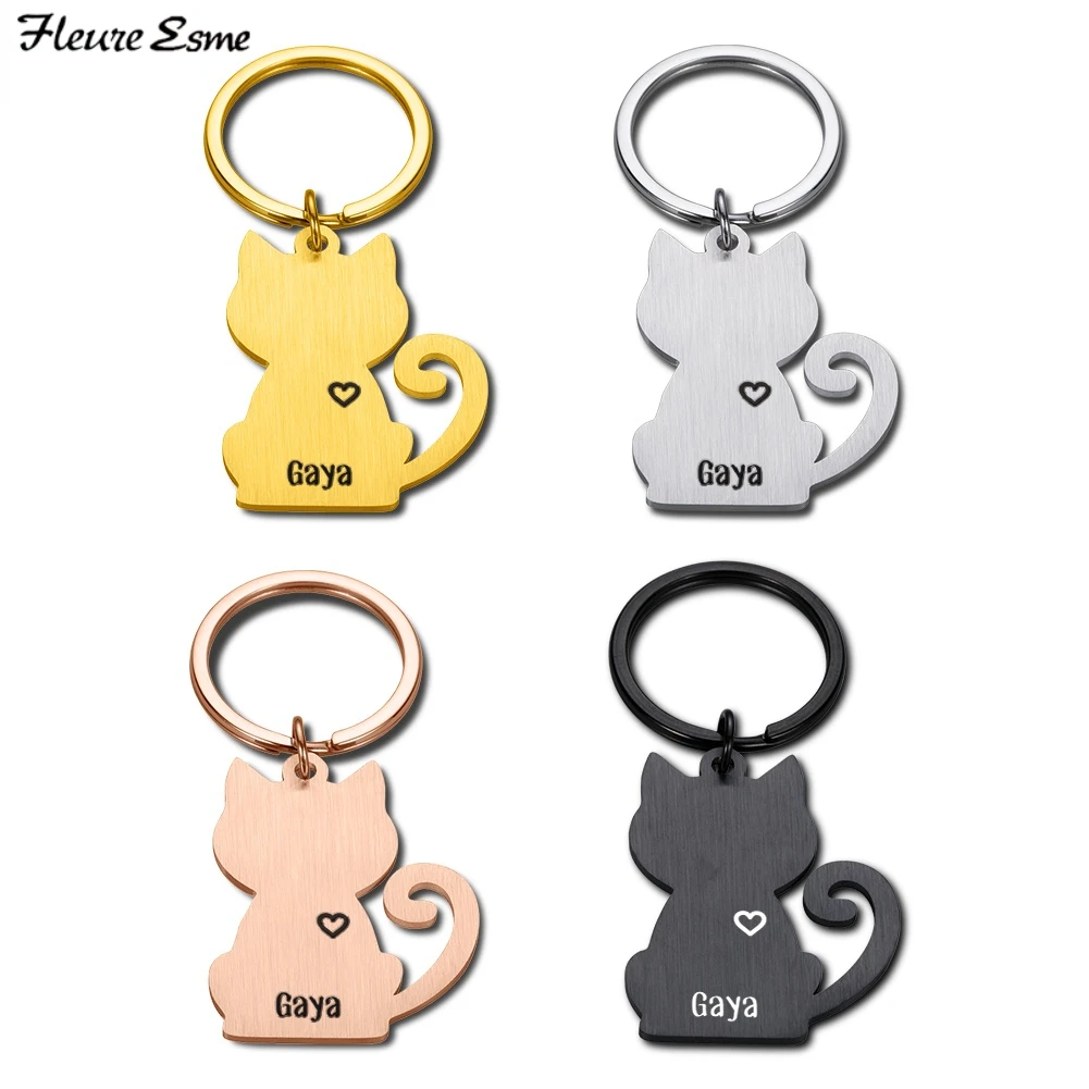 

Personalized Pet ID Tag Keychain Cat Dog Engraved Keyring Puppy Dog Pets ID Name Number Tag Pendant Keyring Bone Pet Accessories