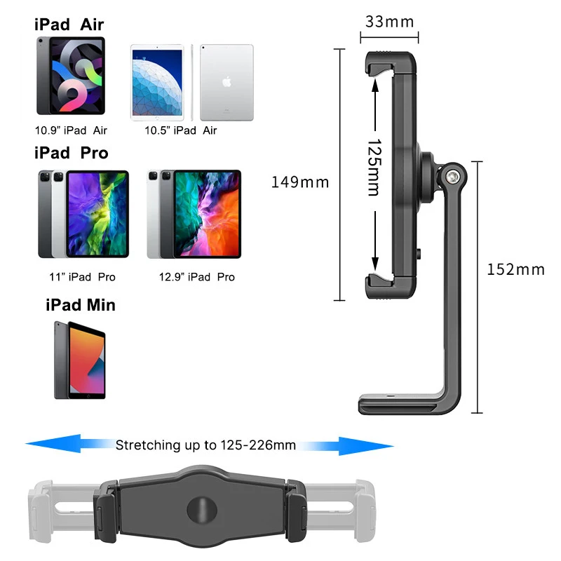 

Ulanzi ST-20 Universal Tablet Phone Tripod Mount Tilt Adjust 360 Rotating Stand Holder for iPad Mini Air Pro iPhone Galaxy Vlog