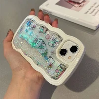 wave design hello kitty quicksand glitter phone cases for iphone 13 12 11 pro max xr xs max x back cover