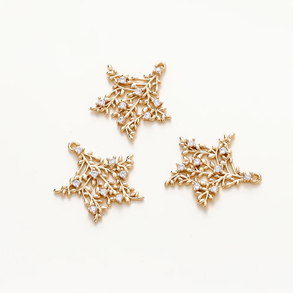 

4Pcs/Lot 18K Gold Color Plated Brass Five Pointed Star Branches Pendant for DIY Necklace Earrings Jewelry Making Accessories