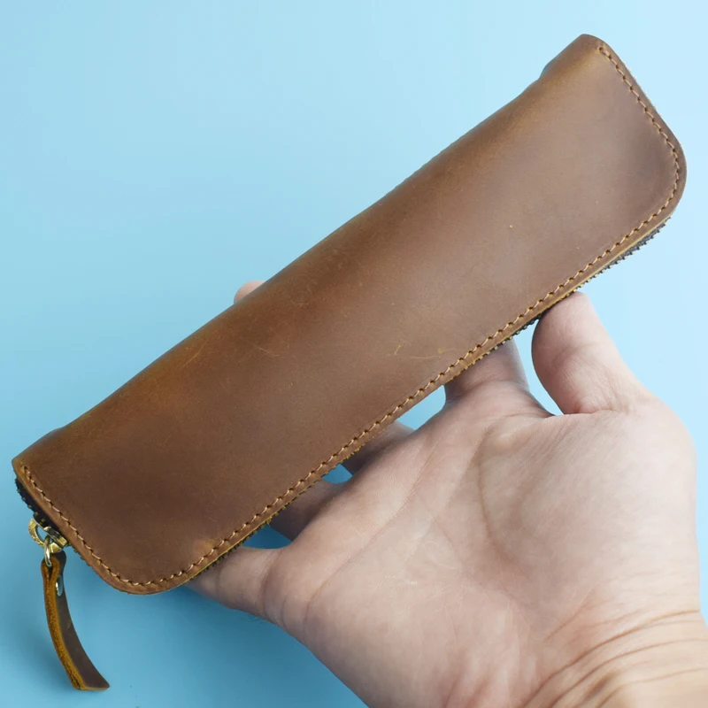 Tanie Handmade Prawdziwy Skórzany Piórnik Zipper Natura Skóry Wołowej Pióro Torba Ochronna Uchwyt Etui Szkolne Materiały Biurowe Najtaniej Handmade Prawdziwy Skórzany Piórnik Zipper Natura Skóry Wołowej Pióro Torba Ochronna Uchwyt Etui Szkolne Materiały Biurowe