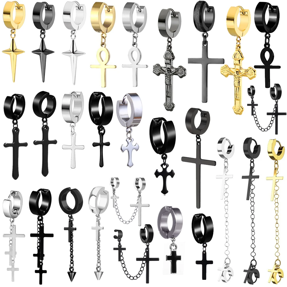 

Женские и мужские серьги-кресты из нержавеющей стали, 1 пара