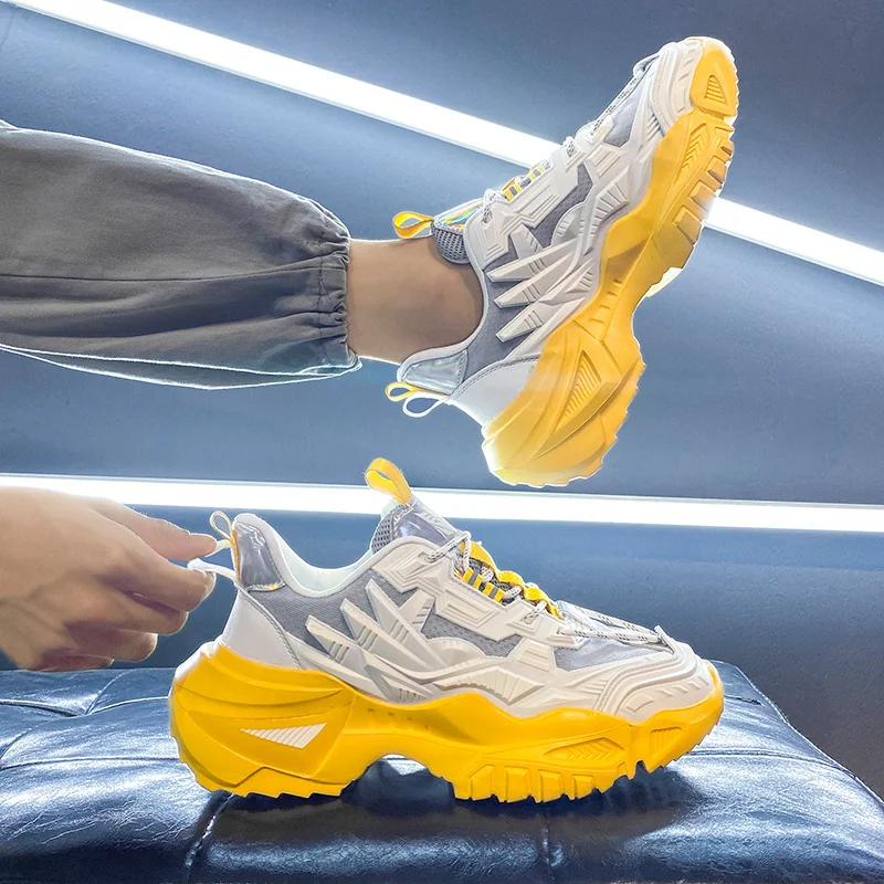 Big Size 35-45 Fashion Chunky Sneakers Unisex Comfortable Breathable Mens Trend Shoes Wear-resistant Womens Casual Sports Shoes