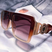vintage oversized square hollow leg sunglasses for women new fashion brand alloy sun glasses men retro brown big eyewear shades
