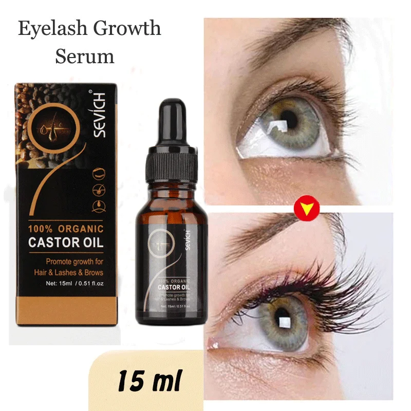Eyelash Growth Serum Natural Castor Oil Eyelash Growth Eyebrow Fast Growth Liquid Essential Oil Eyelashes Growth Serum Eye Care