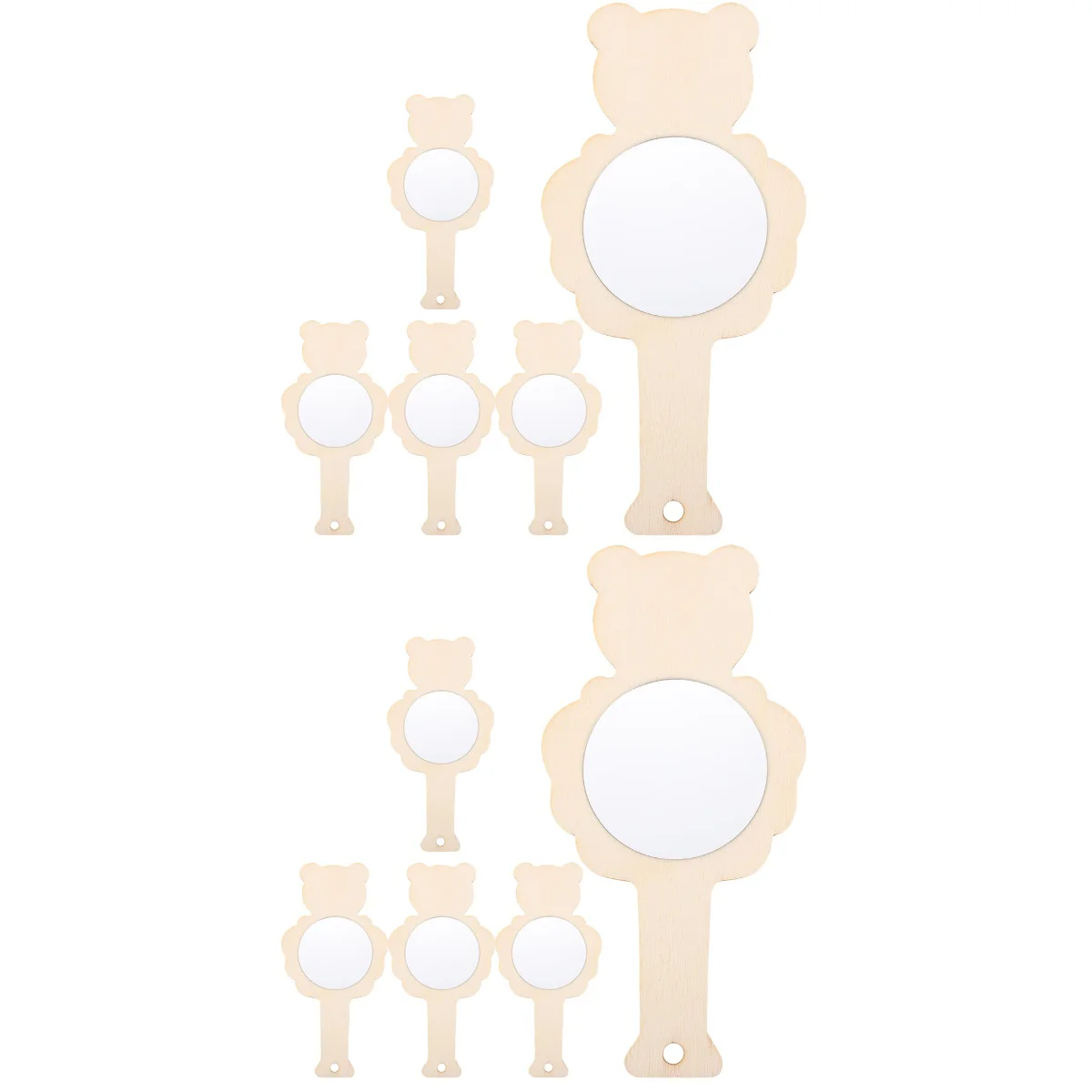 

10 Pcs DIY Wooden Mirror Kids DIY Painting Handy Mirror Unpainted Wooden Mirror