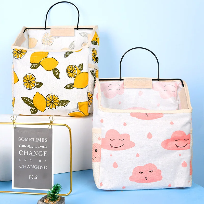 

Hanging Storage Bag Large Capacity Wear-resistant Cotton Flax Multi-purpose Wall Hanging Pouch for Bedroom