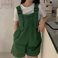 summer romper ladies solid student cute college style loose wide leg pants ulzzang high waist series female fashion clothes