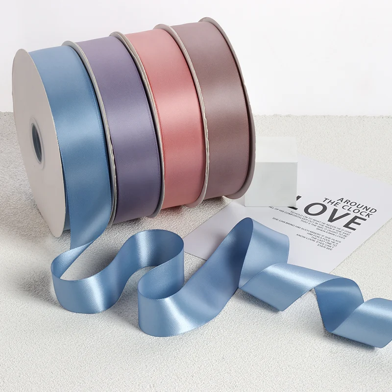 Новинка, 100 м/рулон, 40 мм, двухсторонняя атласная лента, Высококачественная фотолента для украшения свадьбы, Рождества, упаковочная лента