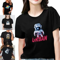 women t shirt casual slim round neck tshirt basic soft classic astronaut pattern breathable comfortable youth womens top tees