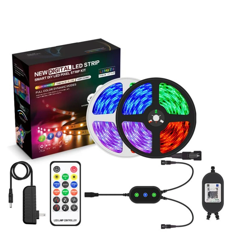 

IP20 External IC smart music APP APP control RGB LED strip kit with infrared control