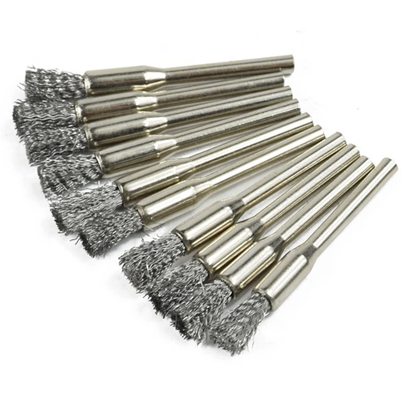 

10pcs 50mm Wire Wheel Brush Pen Shape Brushes For Polishing Grinding Cleaning Deburring Power Rotary Tools Abrasive Tools