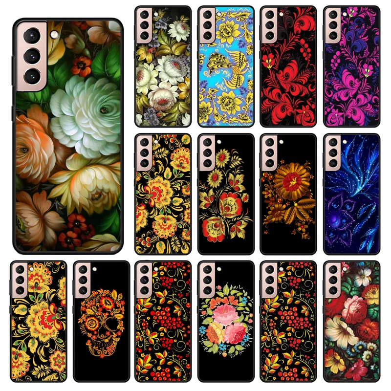 

Khokhloma Russia Flower PhoneCase for Samsung S30 S23 S22 S20 Ultra S20 S22 Plus S11 S10 S9 Plus S21 Plus S10E