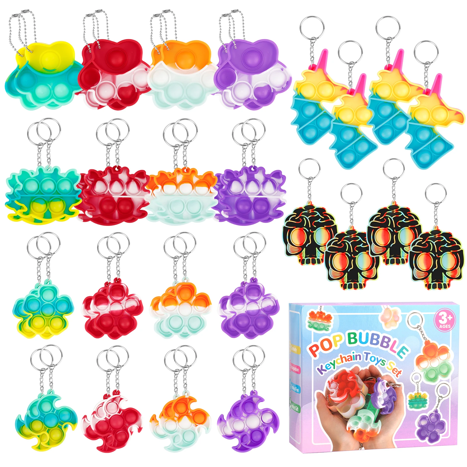 Купи 40 PCS Mini Push Pop Bubble Keychain Fidget Toys Силиконовые Squeeze Сенсорные игрушки Снятие стресса Анти-тревожность Hand Pop Игрушки для детей Взрослые Сувениры для... за 1,594 рублей в магазине AliExpress