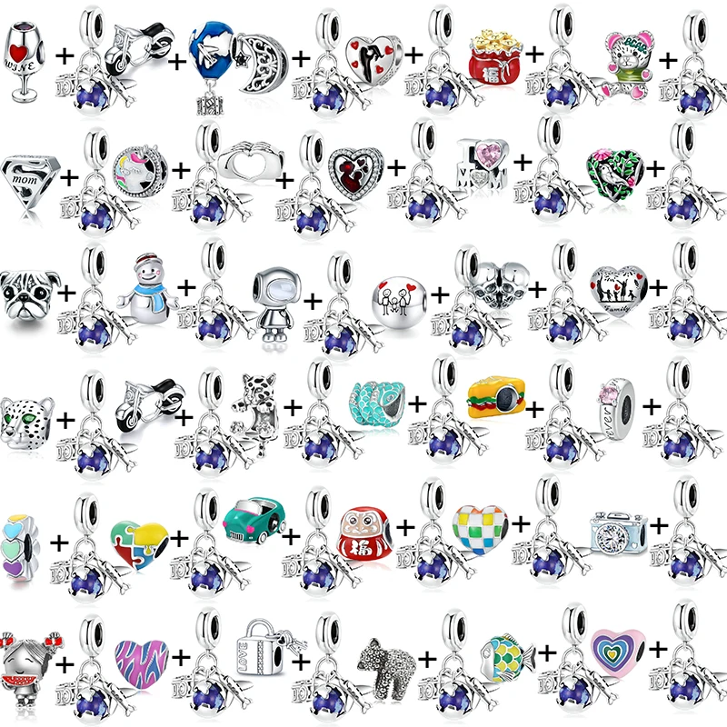2 шт./лот серебряные бусины-шармы в виде земляного самолета подвеска для