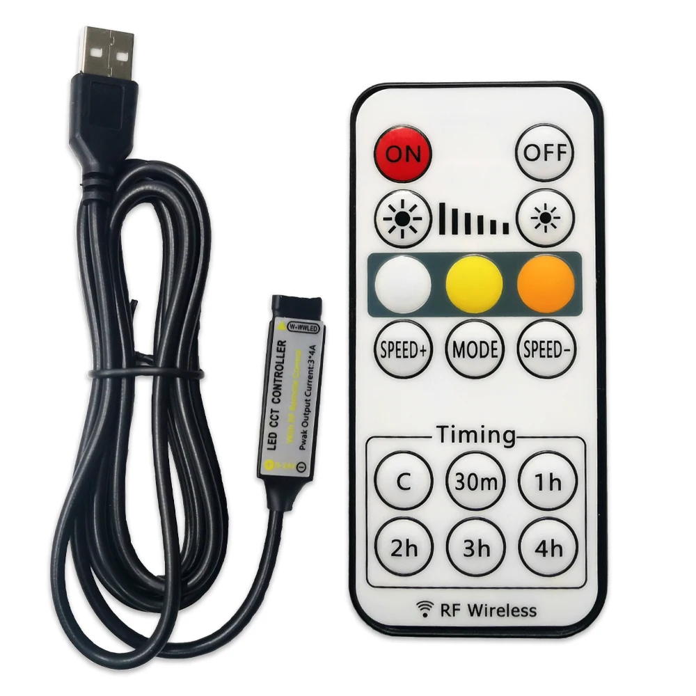 

LED CCT Controller 16Keys USB Mini RF Wireless Remote With Timmer Function Timing Adjust For 5050 2835 WW/CW Led Strip Light 5V