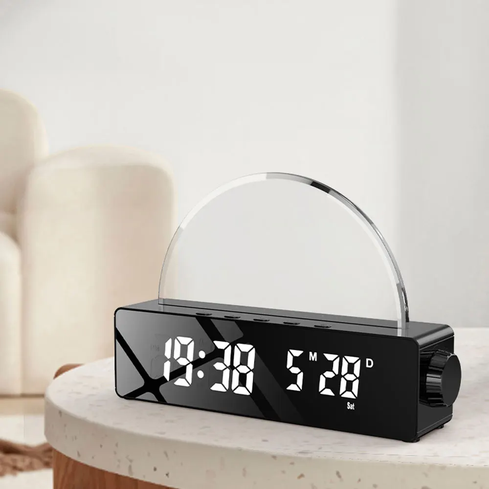 Night Light With Fm Radio Wake Up Light Usb Rechargeable Dimmable Bedside Lamp Smart Sun Light Nature Sounds