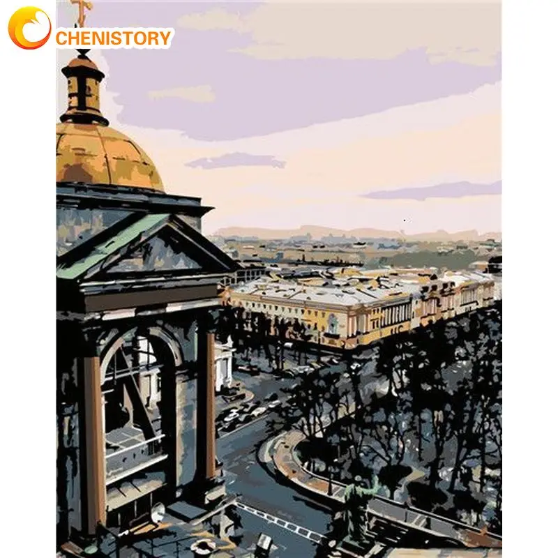 

CHENISTORY 60X75cm Painting By Numbers On Canvas Paintings On Number City Street Landscape Number Painting Home Decor Crafts