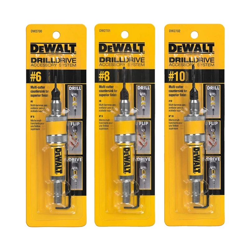 DEWALT #6 #8 #10 сверло с откидным приводом, полный блок DW2700 DW2701 DW2702 2 в 1, сверло для зенковки по дереву 6 мм 8 мм 10 мм
