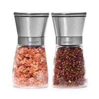 salt and pepper mill set of 2 304 stainless steel pepper grinder and salt grinder adjustable ceramic rotor kitchen accessories