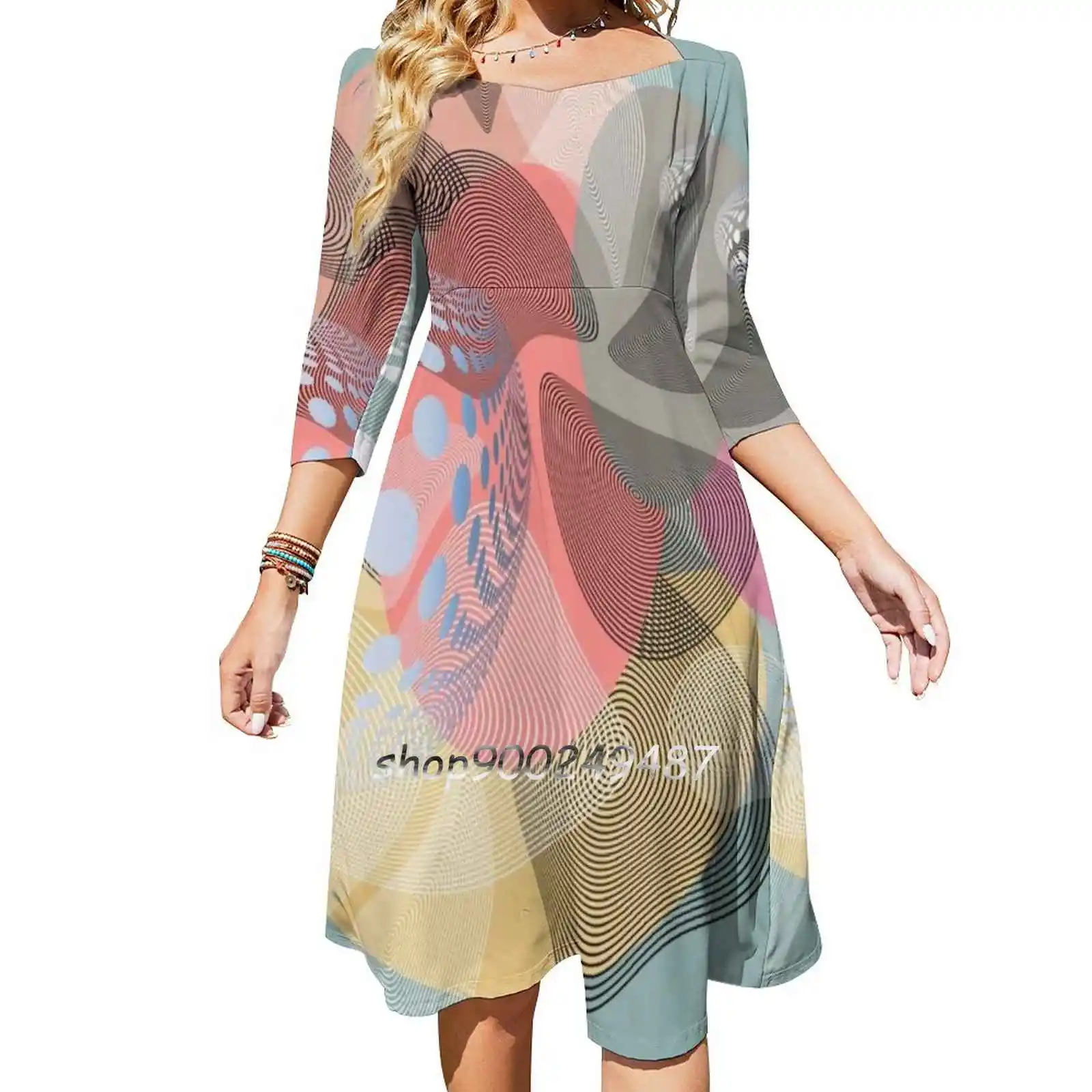 

Женское платье с квадратным вырезом, милое элегантное корейское платье в стиле ретро