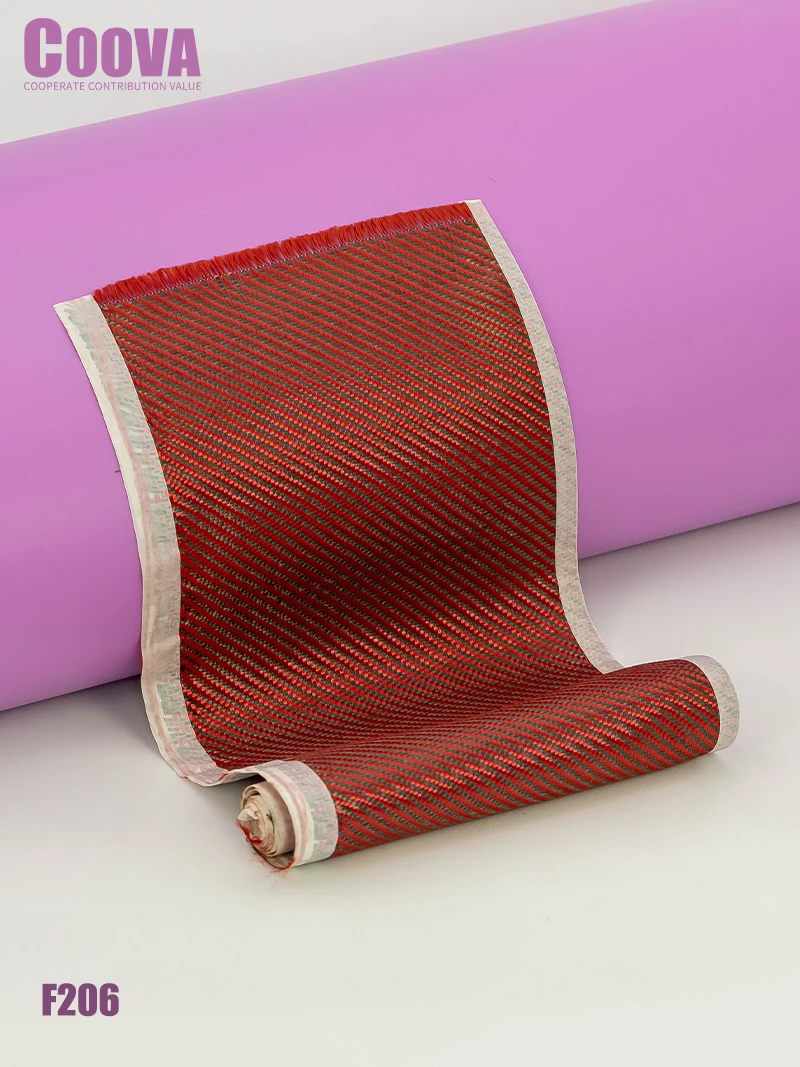 F206 COOVA 3K Red& Carbon Fiber Cloth Twill Fibra De Carbono Carbon Kevlar Composite Fiber Fabric Jacquard Lotes Al Por Mayor