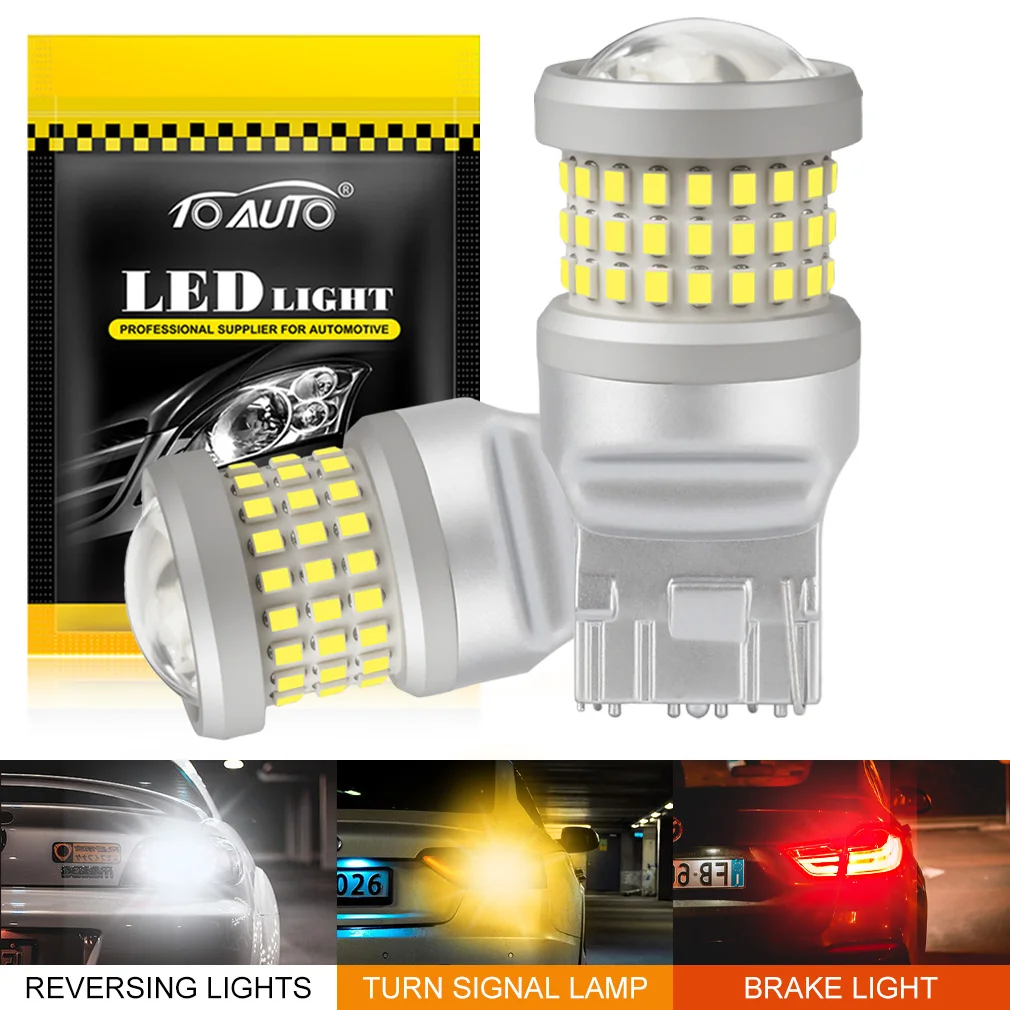 

2 шт. T20 LED W21/5W W21W 7440 7443 Светодиодная лампа T25 3156 P27W 3157 P27/7W Автомобильная лампа указателя поворота и стоп-сигнал 12 В