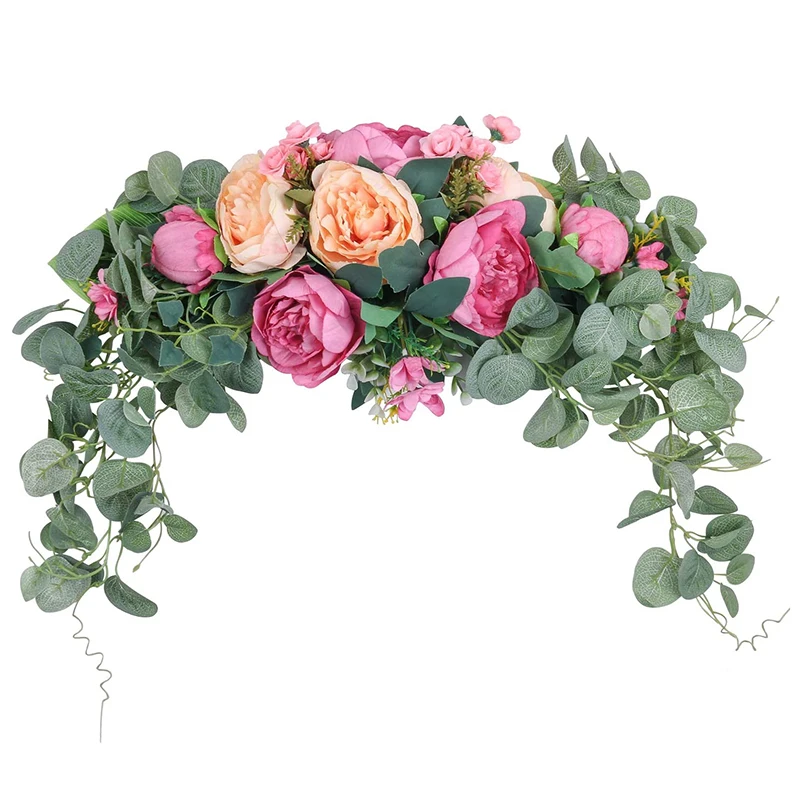 

Искусственные пионы Swag шелковые пионы эвкалипт цветочный Swag дверь Swag для дома свадебные искусственные