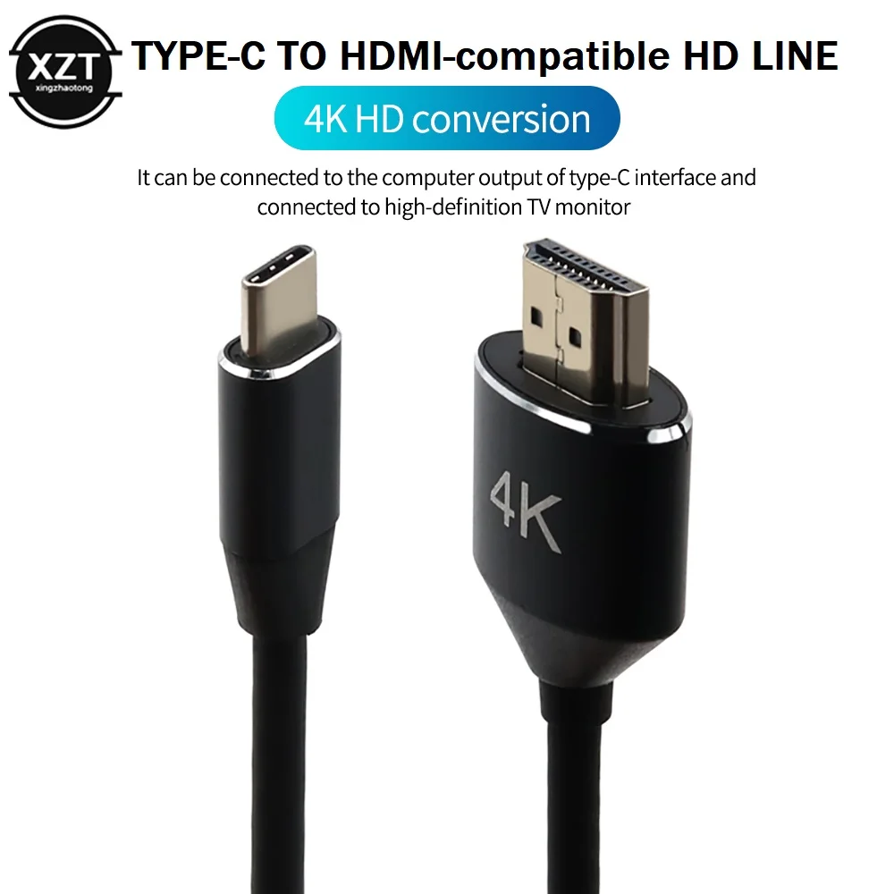 Кабель-переходник с USB Type-C на HDMI 1080P 4K Thunderbolt 3 адаптер для Huawei P40 Mate 30 Pro MacBook Air Ipad |