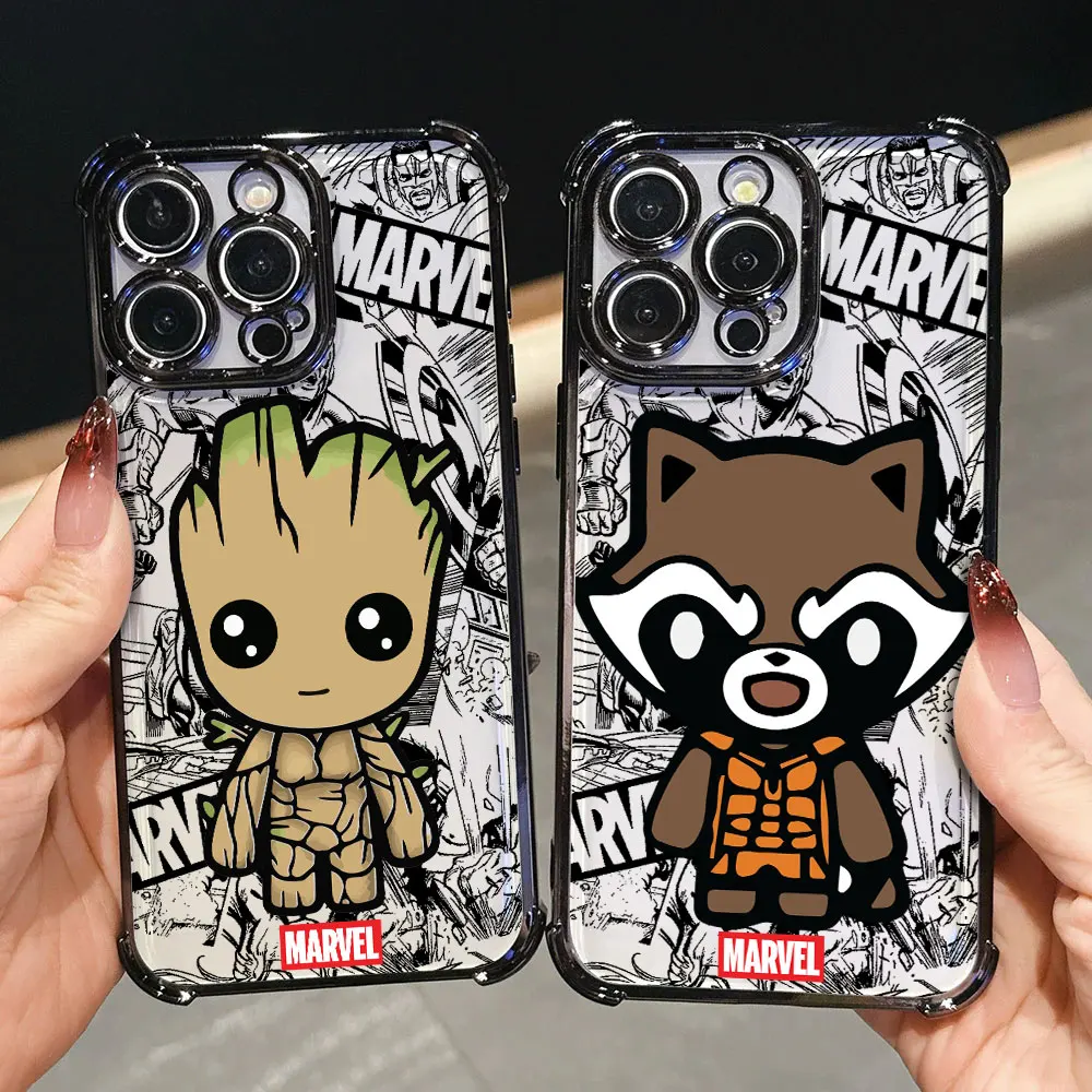 Фото Противоударный чехол Marvel Groot Rocket Raccoon Cute для iPhone 17E, 17, 16 Pro, 15, 14, 13, 12, 11 Pro Max, 17 Air, 16E, 15 Plus №1