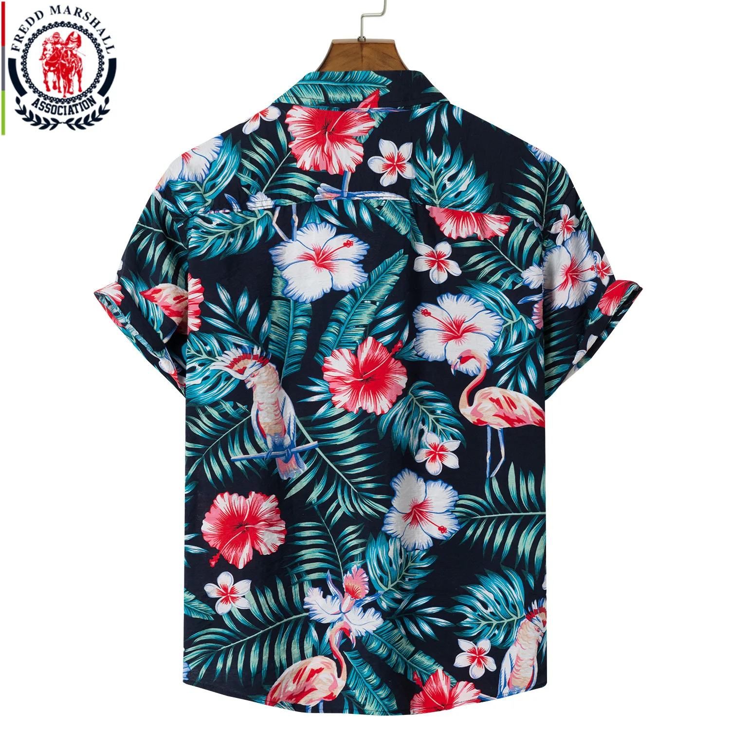 FREDD MARSHALL 2021 новая модная рубашка с тропическим принтом летняя гавайская коротким