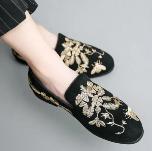 

Men's Casual Shoes Slip-on Loafers Embroidery Comfort Flats Party Work E24