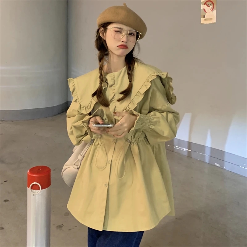 The new spot ~ make net price ghost horse girl han edition dolls horn sleeve shirt dress |