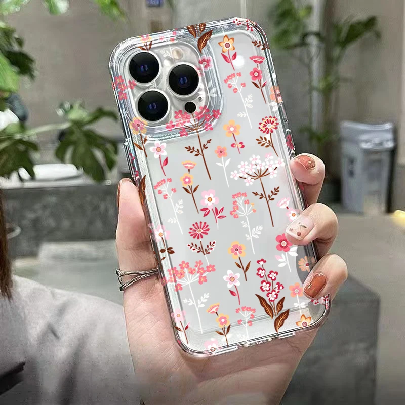 Фото Бело-розовый прозрачный чехол с цветочным принтом для Samsung Galaxy S26 Ultra S25 FE S24 S23 S22 Plus A17 A37 A57 A56 A55 A54 A53 №5