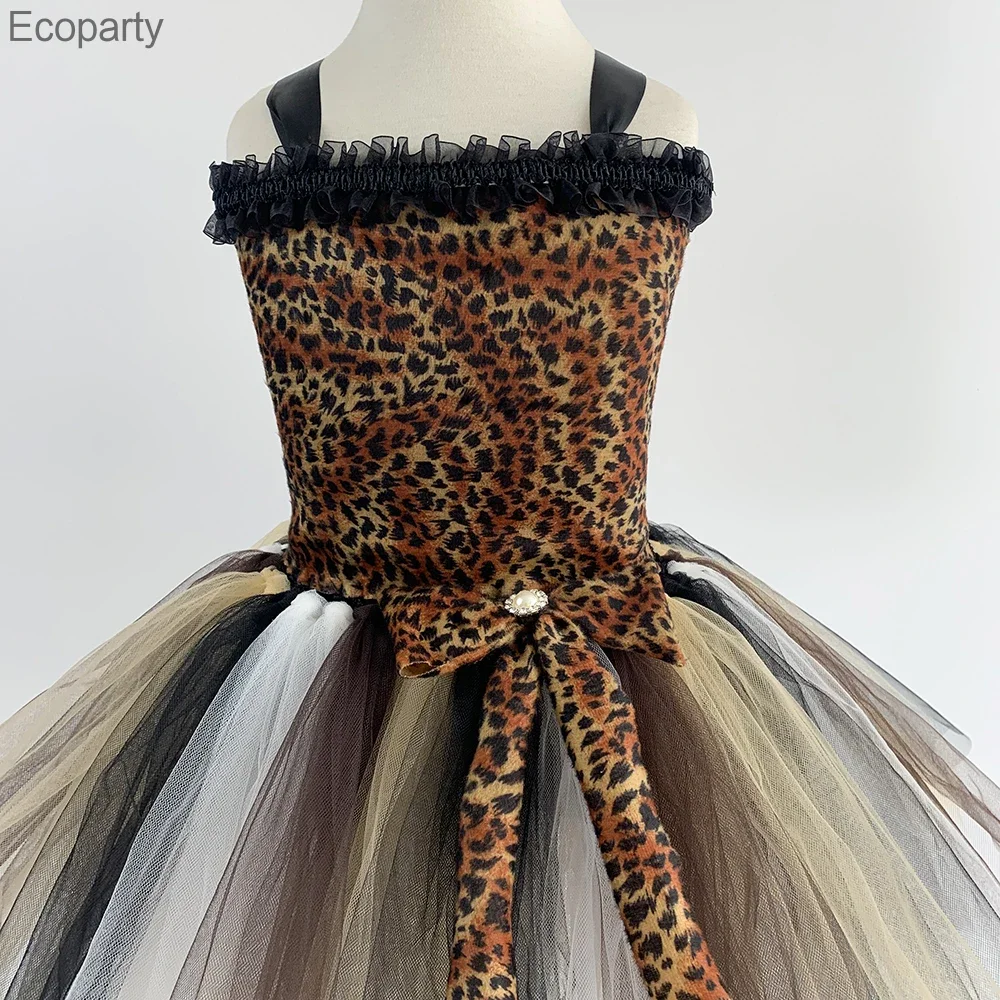 Леопардовое платье-пачка для девочек наряд с изображением животных зоопарка