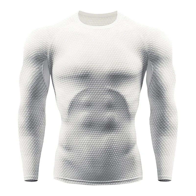 

Men Compression Shirts Bodybuilding Skin Tight Long Sleeves Quick Dry Running Clothings MMA Workout Fitness Sportswear