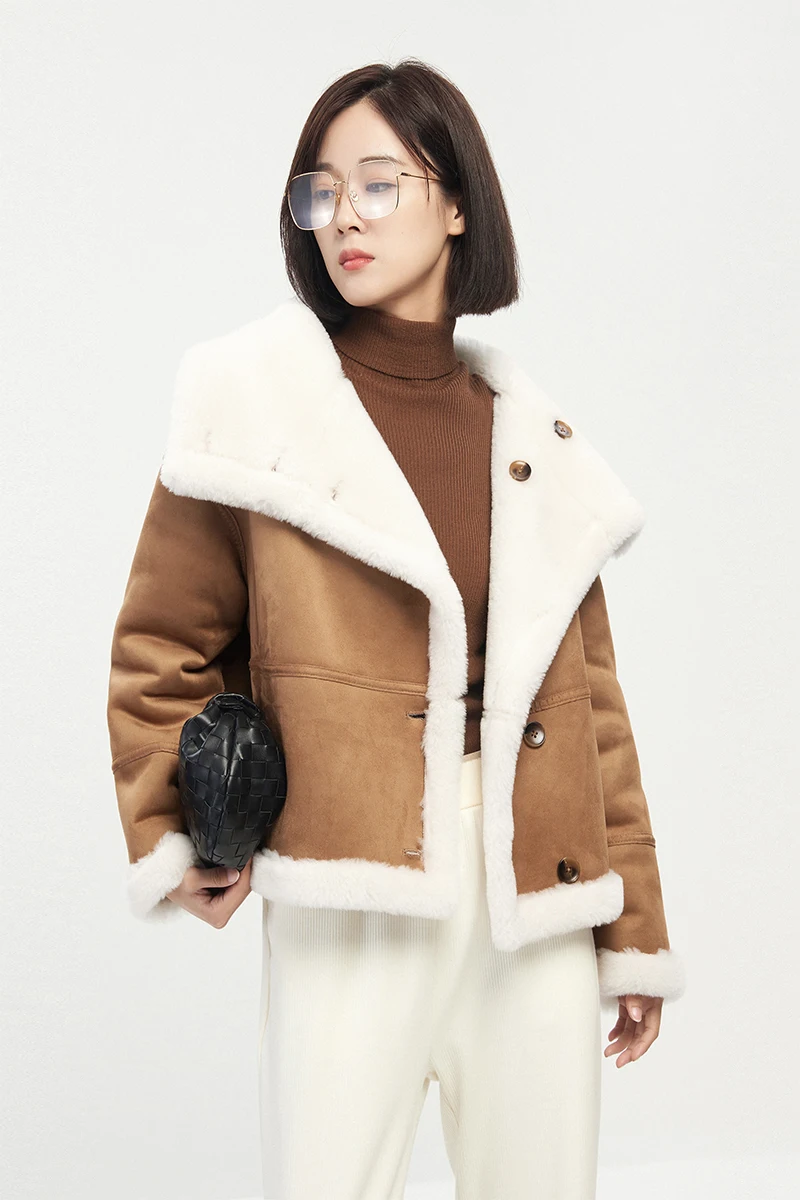 SHUCHAN Wear Both Sides Coat Women Warm Casacos De Inverno Feminino 2022  High Street  Winter  Single Breasted