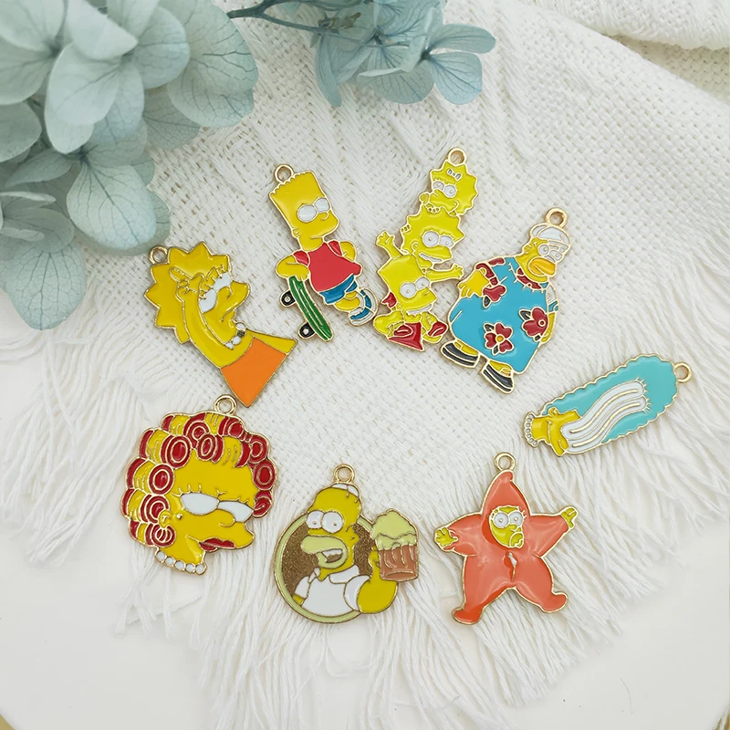 

10pcs Alloy Enamel Pendant Charm Cartoon Classic Anime Earrings Accessories DIY Designer Charm Jewelry Necklace Keychain