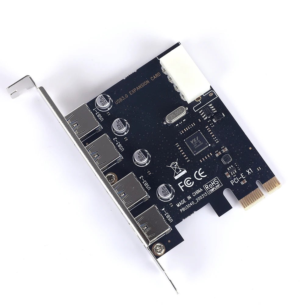 

USB PCIE Adapter Card test Board Expansion Extender Card 4 Ports PCI Express USB 3.0 High-speed Adapter for PC
