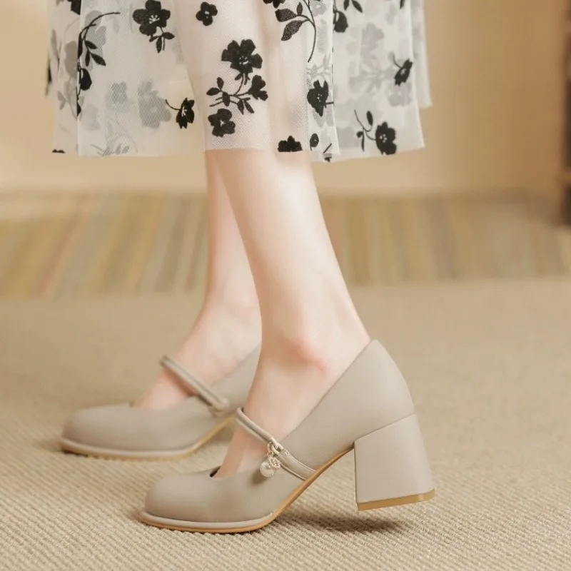 Женские туфли 2023 Брендовые женские мэри джейн на высоком каблуке модные строгие