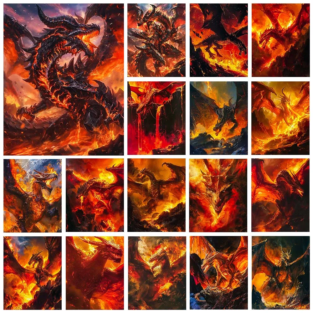 Набор алмазной живописи Aoger Годзилла дизайн вышивки крестом мотив дракона и огня