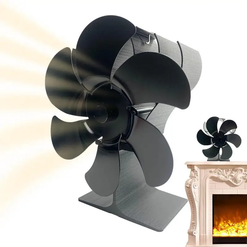 

6 Blades Fireplace Fan Silent Circulation Heat Powered Fan Non Electric Thermoelectric Wood Stove Fan For Heaters Log Burner