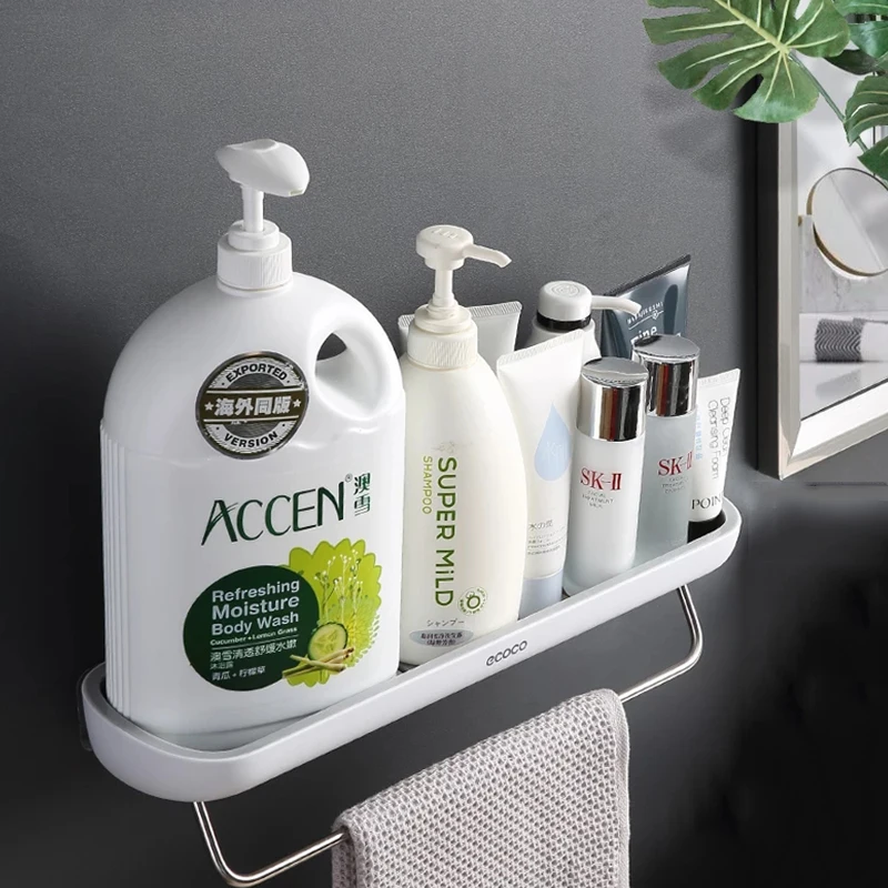 Съемная настенная полка для ванной комнаты органайзер душа монтируемая вешалка