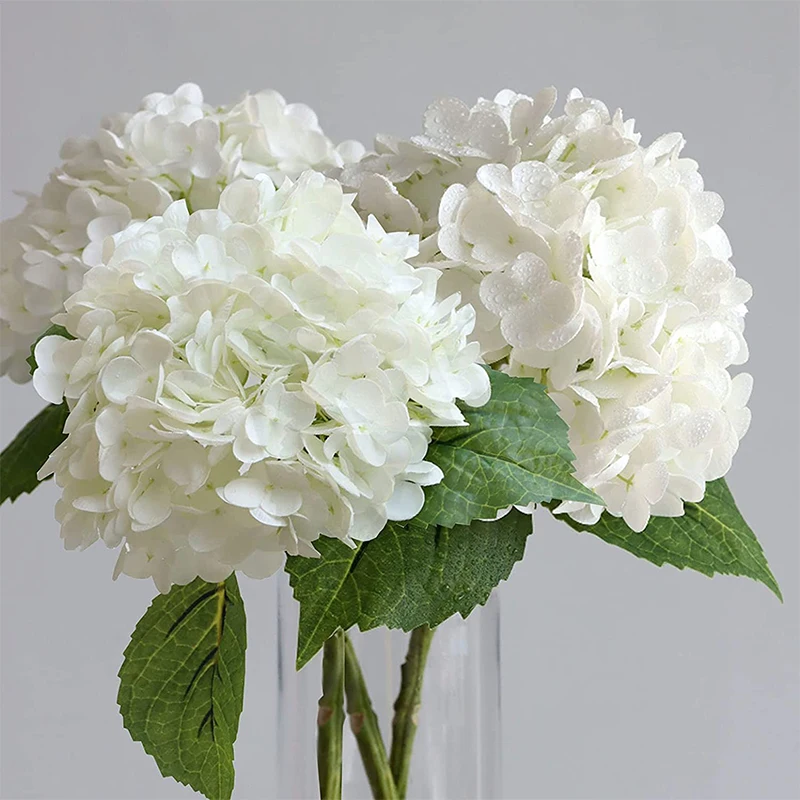 Hydrangea Artificial Flowers Real Touch Latex 21 inch Large Hydrangea for Home Decoration Bridal Bouquet Wedding 3Pcs
