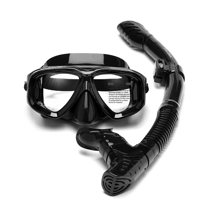 Scuba Diving Mask Snorkels Set Tempered Glass Anti-Burst Myopia Lenses  Anti-Fog Adult Diving Easy Breath Tube Snorkel Mask