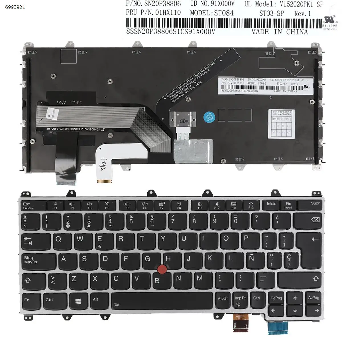 SP Laptop Keyboard for Lenovo ThinkPad Yoga Y370 SILVER FRAME Black backlit  With Point stick