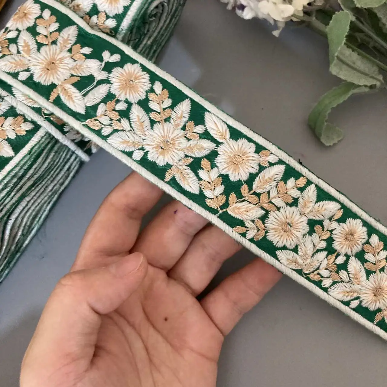 1 ярд ширина 3 6 см зеленая кружевная лента с вышивкой в этническом стиле отделка