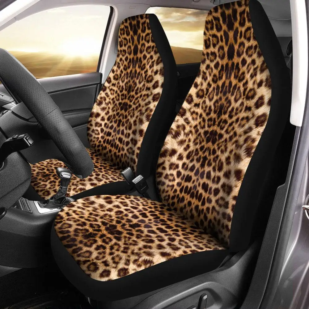

Leopard Skin Car Seat Covers Custom Printed Animal Car Accessories,Pack of 2 Universal Front Seat Protective Cover