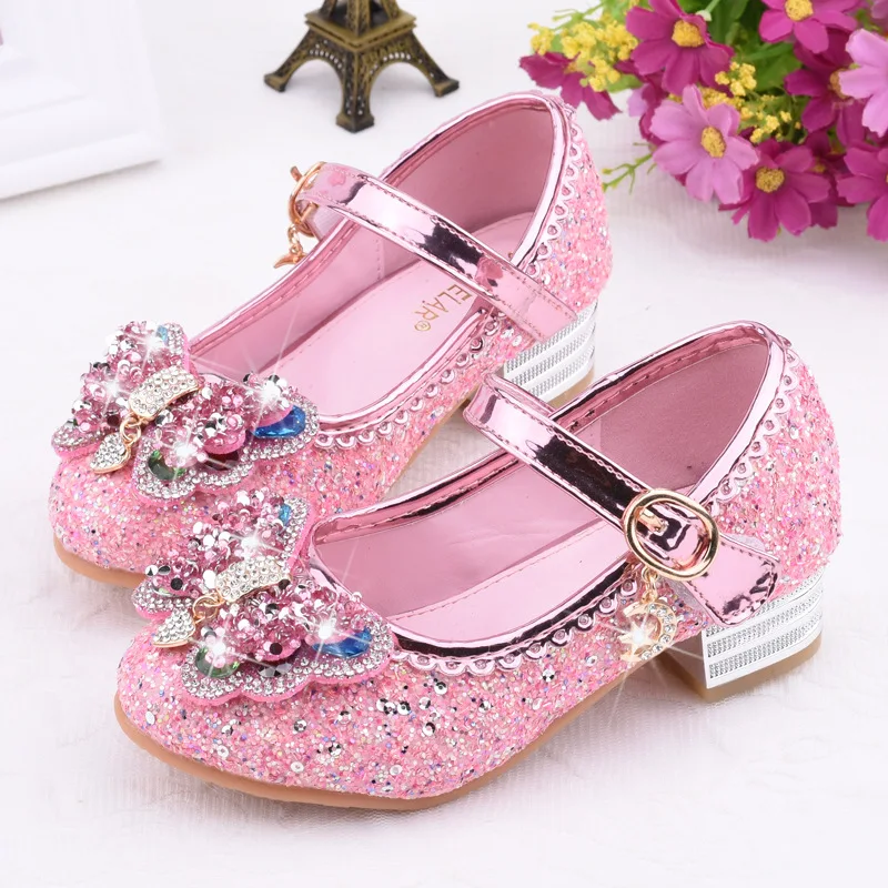 

Toddler Princess Shoes Infant Kids Baby Girls Crystal Bling Bowknot Single Sandal Solid Buckle Strap Children's Shoes For Girls